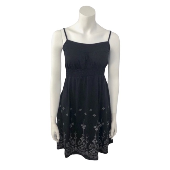 Black Spaghetti Straps Smocked Waits Dress Size S - Picture 1 of 12